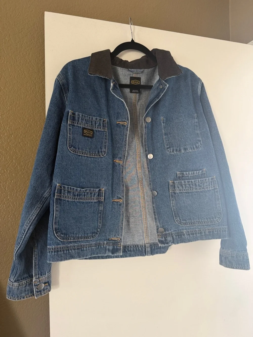 RVCA Denim Field Jacket with Brown Corduroy Collar - Picture 1 of 1